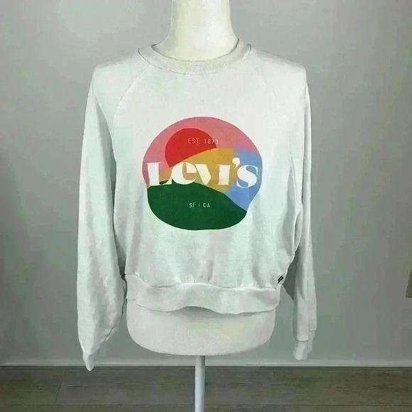 Levi’s White Pullover Crew Sweatshirt Size M - Picture 1 of 9